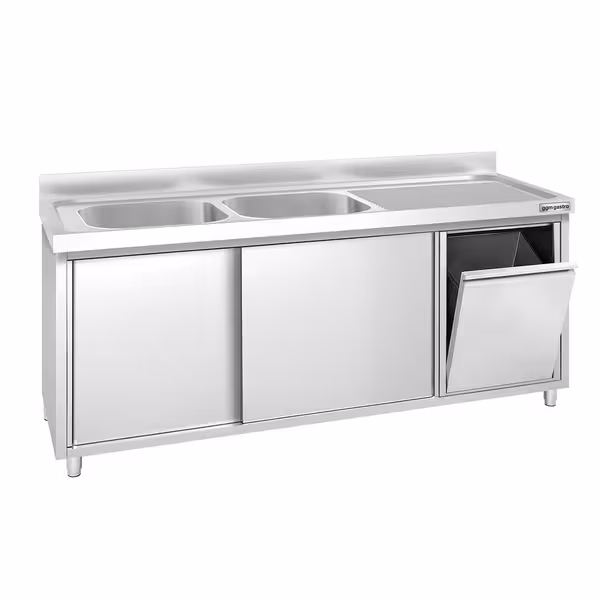 PREMIUM umivaonik – 2000 x 600 mm – s košem za smeće i 2 lijevo postavljena umivaonika