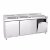 PREMIUM umivaonik – 2000 x 600 mm – s košem za smeće i 2 lijevo postavljena umivaonika