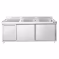 PREMIUM umivaonik – 1800 x 600 mm – s košem za smeće i 2 sudopere na desnoj strani