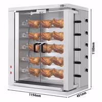 Commercial Electric Chicken Rotisserie Oven - 16.5kW - with 5 Skewers for up to 30 chickens