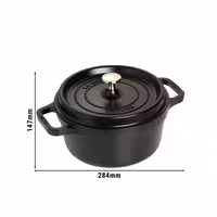 STAUB | Cocotte Round Enamelled Cast Iron Casserole Dish – Ø 220 mm – Black