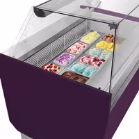 Ice Cream Display Freezer | LIAM - 1560mm - Static cooling - with LED lighting - for 13x 5 litres Napoli pans - Violet