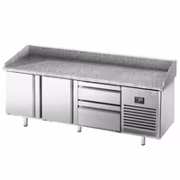 Table réfrigérée à pizza Premium PLUS - 1980 x 700 mm - avec 2 portes et 2 tiroirs