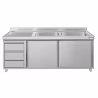 ECO ormarić za sudoper – 1800 x 600 mm – s 3 ladice i 2 sudopera na desnoj strani