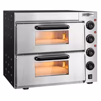 Electric Deck Pizza Oven - Twin Deck - Refractory Stone Deck - 4+4 - Ø 20cm (7.9") - 230V Single Phase - Mechanical Controls - up to 350°C