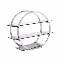 Açık Büfe Teşhir Standı - Plexiglas raflı Paslanmaz Çelik gövde - dairesel - 490x220x490mm - 3 raf ile