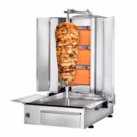 Gas Doner Kebab Grill (Shawarma/Gyros) - 3 Burner - up to 40kg - 9.75kW - Countertop - incl. 2 splash guards & 2 double doors