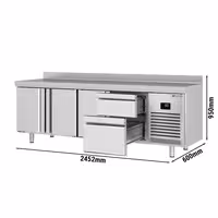Aukstuma galds PREMIUM PLUS - 2452x600 mm - 510 l - ar 3 durvīm - ar 2 atvilktnēm - Ar apmali
