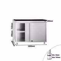 PREMIUM radni ormar od nehrđajućeg čelika – 1000 x 800 mm – s kliznim vratima – uključujući granitnu radnu ploču