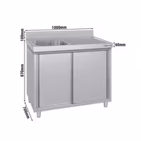 Sudoper s ormarićem ECO - inox - 1000 x 700 mm - s 1 koritom - korito lijevo