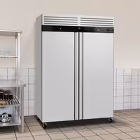 Hladnjak nehrđajući čelik (inox) ECO - GN 2/1 - 916 l - od 0 °C do +8 °C - s 2 vrata - ventilirano hlađenje, automatsko odmrzavanje, digitalni termostat, integrirana brava, 4 kotača