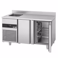Rashladni pult PREMIUM - 1430x720 mm - 270 l - Ventilirano hlađenje - s 2 vrata - s 1 korita - Leđni podignuti rub