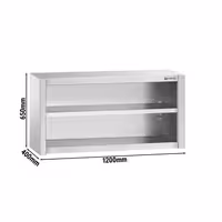 خزانة حائط ستانلس ستيل PREMIUM - 1200x400mm - بدون باب انزلاقي - بدون باب ذو أجنحة - ارتفاع 650 mm