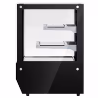 Countertop display fridge - 120L - 700mm - Double glazing - square - with 2 glass shelves - rear sliding glass doors - Black