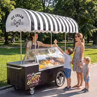 Ice Cream Cart - 2146mm - with sink - for 9 x 5 litres Napoli pans