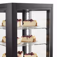 4-Sided Glass Display Fridge - 440L - 675mm - Double glazing - with 5 glass shelves - front & rear glass doors - for drinks & dairy - Black