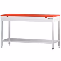 Profesionalni inox radni stol PREMIUM - 1600x600 mm - s donjom policom & s ojačanjem radne plohe - uklj. daska za rezanje Crvena