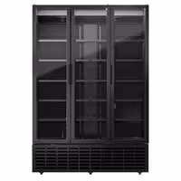 Commercial Beverage Display Fridge - 1500mm - 1500 Litres - with 3 hinged glass doors - LED lighting - Black - Temperature range 1 to 9 °C