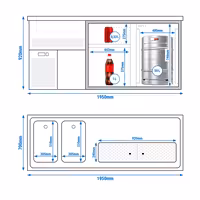 Pivski šank PREMIUM PLUS - 1950x700 mm - 1 Staklena vrata & 3 Ladice