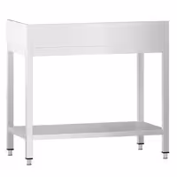 Rozsdamentes acél munkaasztal PREMIUM - 600x600 mm - alsó polccal & hátsó peremmel