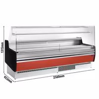 Serve Over Counter - 2560mm - with 4 doors - front panel red - capacity 282 litres