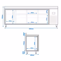 Aukstuma galds PREMIUM PLUS - 2452x600 mm - 510 l - ar 1 durvīm - ar 6 atvilktnēm - Ar apmali