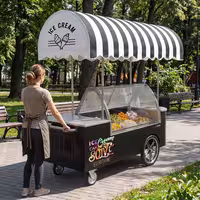 Ice Cream Cart - 2146mm - with sink - for 9 x 5 litres Napoli pans