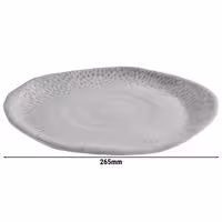 (6 adet) FOOTMARK - Düz Tabak - Melamin, Ø265mm, Beyaz / Gri