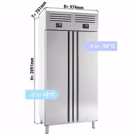 Kombinacija hladnjaka i zamrzivača nehrđajući čelik (inox) - GN 1/1 - 745 l - od -22 °C do +8 °C - s 2 vrata - ventilirano hlađenje, monoblok rashladna jedinica, automatsko odmrzavanje, LED rasvjeta