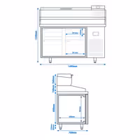 طاولة تحضير بيتزا مبردة PREMIUM PLUS - 1490x700 mm - 4 أدراج - سطح عمل جرانيت - شامل وحدة تبريد علوية - 6x GN 1/4