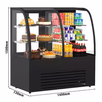 Commercial cake display fridge Self-Service - 1400mm - Double glazing - with 2 glass shelves - for patisserie