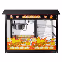Commercial Popcorn Machine with Nacho Warmer - 1.70kW - 5kg/h - with 3 heated shelves - Black
