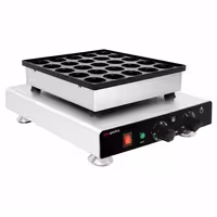 Commercial Waffle Maker - Single - Manual - 850W - Shape: Poffertjes - for 25 pieces - plates with Teflon coating