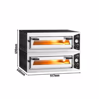 (2 pcs) Electric Deck Pizza Oven - Twin Deck - Refractory Stone Deck - 4+4 - Ø 30cm (12") - up to 450°C - Mechanical Controls