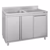 Sudoper s ormarićem ECO - inox - 1200 x 700 mm - s košem za otpatke - s 1 koritom - korito lijevo