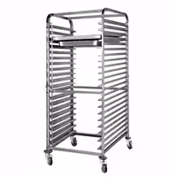 Inox kolica s vodilicama za GN plehove - za 18 GN 1/1 ili 18 plehova 600x400 mm - kotači Ø 125 mm (2 s kočnicom)