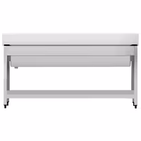 Grovdiskbänk i rostfritt stål ECO - 1600x600 mm - med underhylla - 1 ho mitten - extra djup ho - med stänkskydd