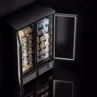 Commercial multideck display fridge - 1260mm - 991L - with 2 hinged glass doors & 5 shelves - Black