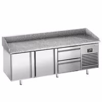 Table réfrigérée à pizza Premium PLUS - 1980 x 700 mm - avec 1 porte et 4 tiroirs