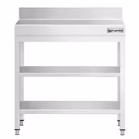 طاولة عمل ستانلس ستيل PREMIUM - 600x600mm - مع رف سفلي & حاجز خلفي & رف وسطي & تدعيم