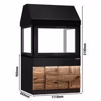 Charcoal Chargrill - 1100mm - Wood Front - Black Granite Worktop - tempered glass front
