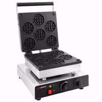 Commercial Waffle Maker - Single - Manual - 1,75 kW - Shape: Waffle coins - Teflon-coated baking plates