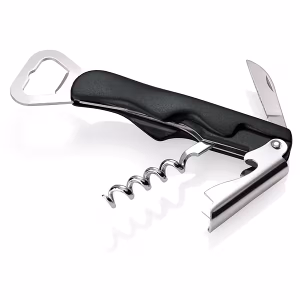 Tirbușon de ospătar - profesional - cu tăietor de folie - Lungime: 20 mm - negru