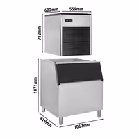 Commercial Ice Machine - Nugget - 335 kg/24 h - incl. ice storage container