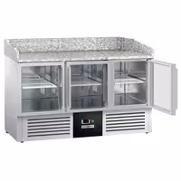 Pizzakühltisch PREMIUM - 1400x700mm - mit 3 Glastüren