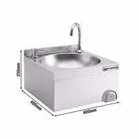 Hand Wash Sink – with tap, soap dispenser, knee-operated control and rim