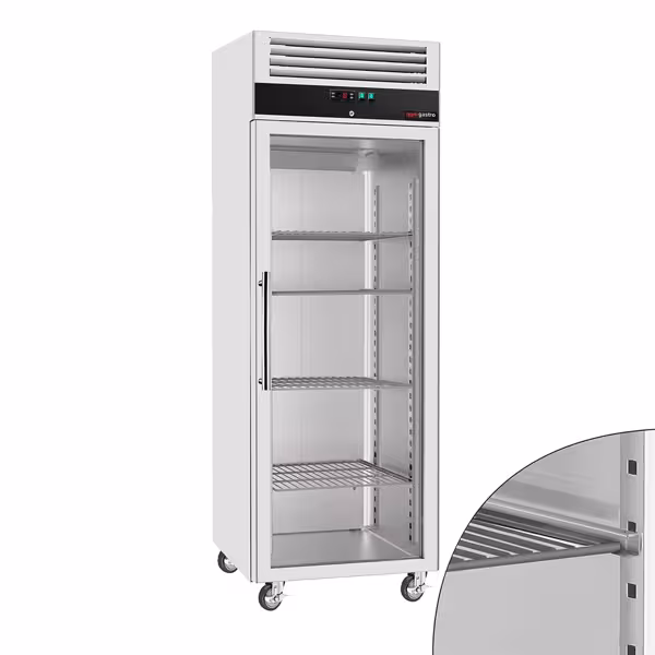 Szafa mroźnicza ECO – stal nierdzewna – 600 L – z 1 drzwiami szklanymi