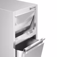 Commercial Waste bin - Push-top bin - 940(H)x400(W)x500(D)mm - with rear wheels - soft-close & without upstand - Stainless steel