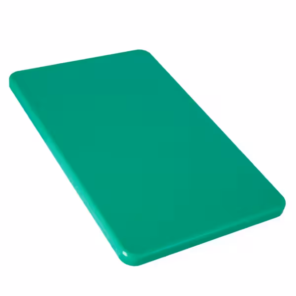 Griešanas dēlis - 600x400 mm - Biezums: 20 mm - HACCP atbilstošs - PE500 (HDPE) polietilēns - Zaļš - Var mazgāt trauku mazgājamā mašīnā (īsais cikls) - Neslīdošas kājiņas