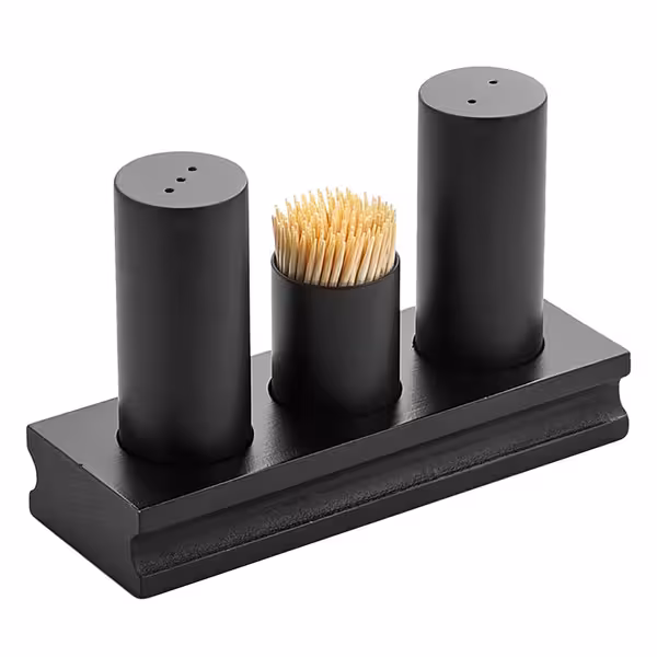 (12 bucăți) Set de condimente – 3 piese – scobitori, sare și piper – negru